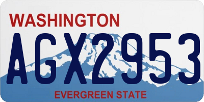 WA license plate AGX2953