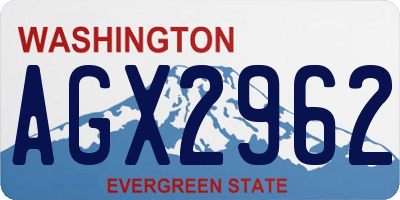WA license plate AGX2962