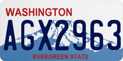 WA license plate AGX2963