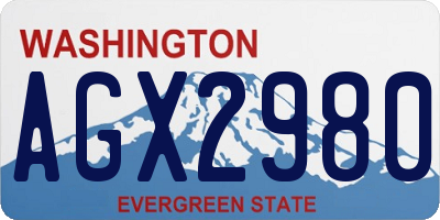 WA license plate AGX2980