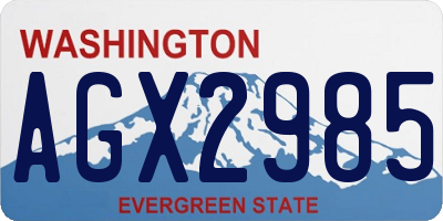 WA license plate AGX2985