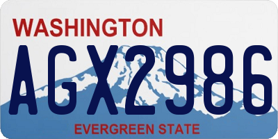 WA license plate AGX2986