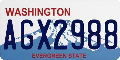 WA license plate AGX2988