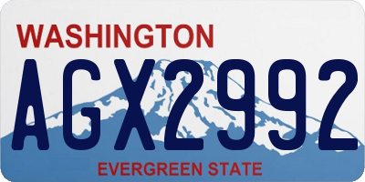 WA license plate AGX2992