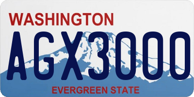 WA license plate AGX3000