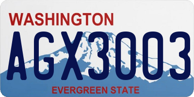 WA license plate AGX3003