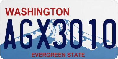 WA license plate AGX3010