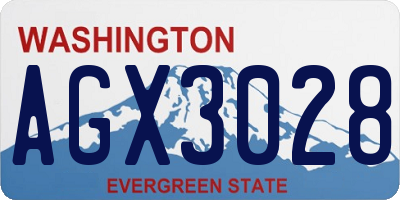 WA license plate AGX3028