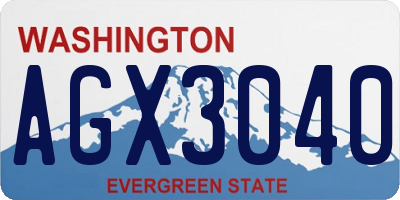 WA license plate AGX3040