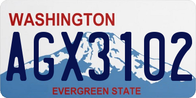 WA license plate AGX3102