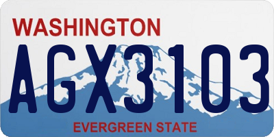 WA license plate AGX3103