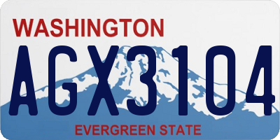 WA license plate AGX3104