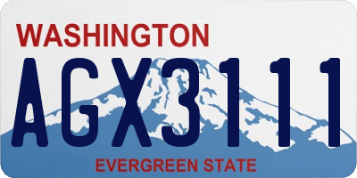 WA license plate AGX3111
