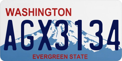 WA license plate AGX3134