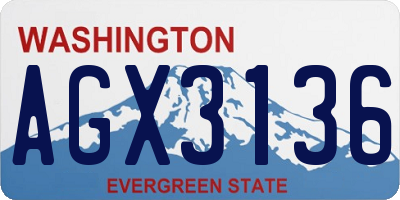 WA license plate AGX3136
