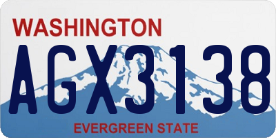 WA license plate AGX3138