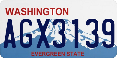 WA license plate AGX3139