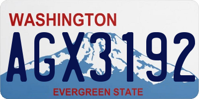 WA license plate AGX3192