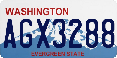 WA license plate AGX3288