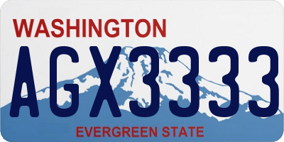 WA license plate AGX3333