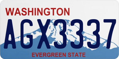 WA license plate AGX3337