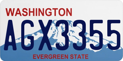 WA license plate AGX3355