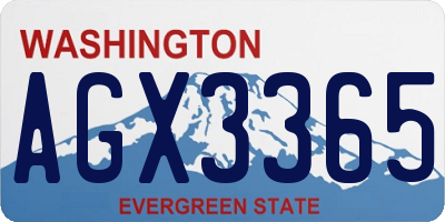 WA license plate AGX3365