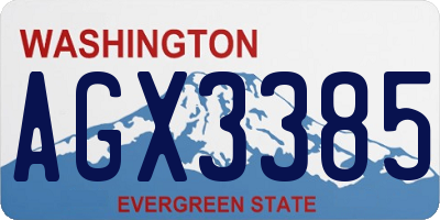 WA license plate AGX3385