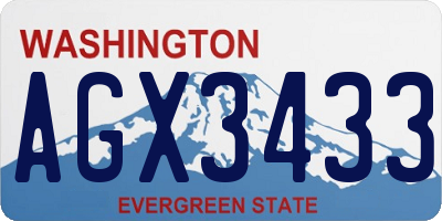 WA license plate AGX3433