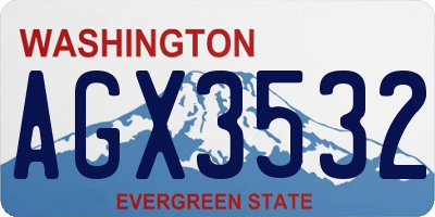 WA license plate AGX3532