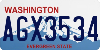 WA license plate AGX3534