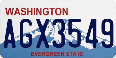 WA license plate AGX3549