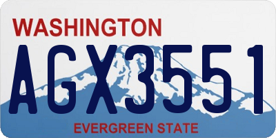 WA license plate AGX3551