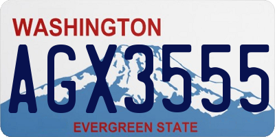 WA license plate AGX3555