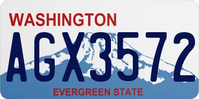WA license plate AGX3572