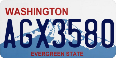 WA license plate AGX3580