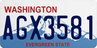 WA license plate AGX3581