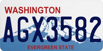 WA license plate AGX3582