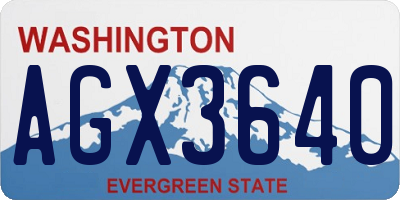 WA license plate AGX3640