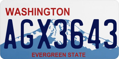 WA license plate AGX3643