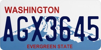 WA license plate AGX3645