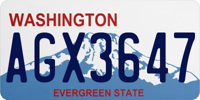 WA license plate AGX3647