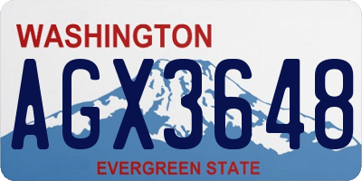 WA license plate AGX3648