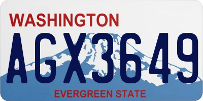 WA license plate AGX3649