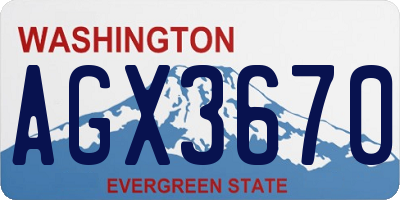 WA license plate AGX3670