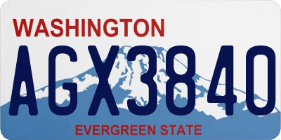 WA license plate AGX3840