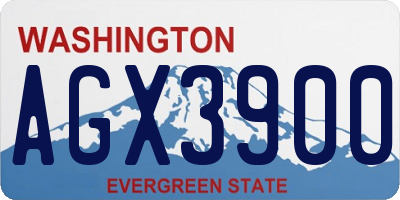 WA license plate AGX3900