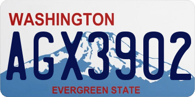 WA license plate AGX3902