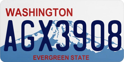 WA license plate AGX3908