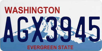 WA license plate AGX3945